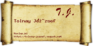 Tolnay József névjegykártya